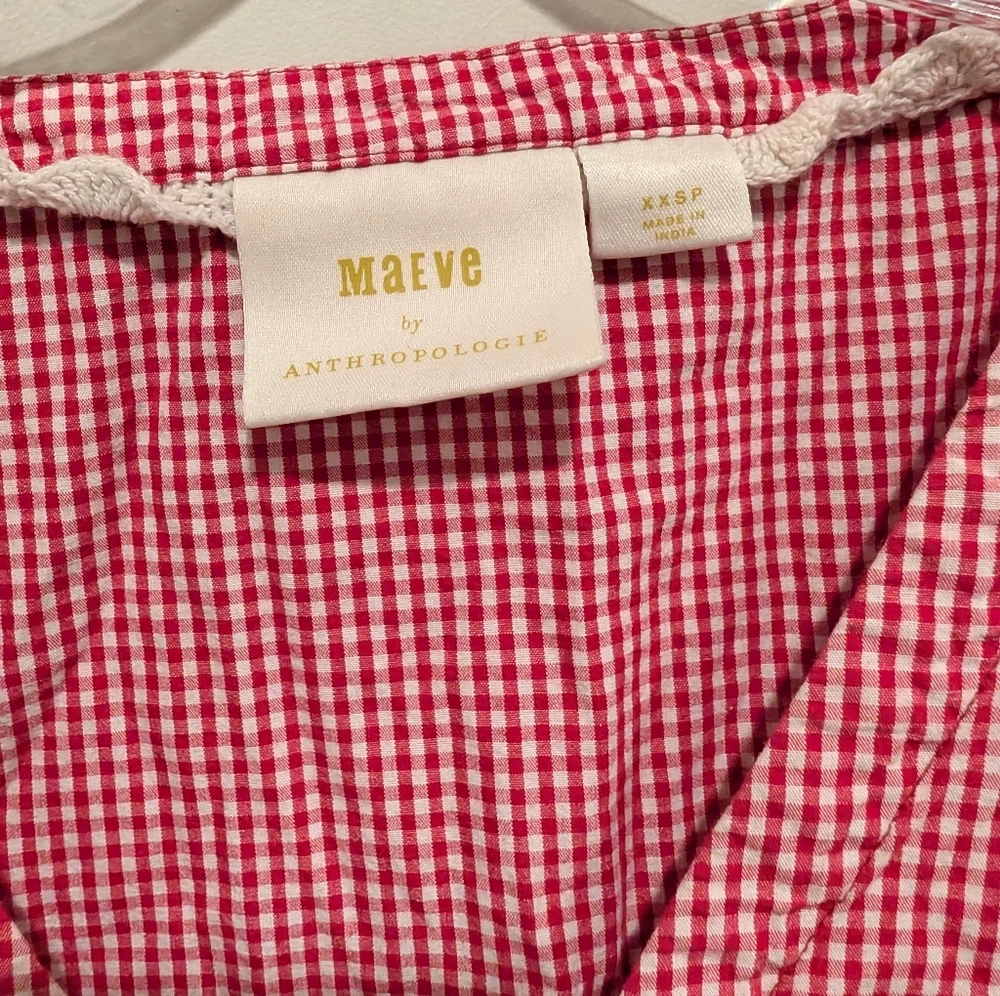 Maeve By Anthropologie Gingham Checkered Tunic Blouse XXS